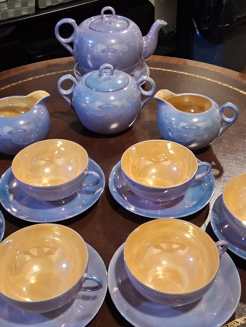 Lavender and Cream Ceramic Tea Set - 12-Piece Home Coffee & Tea Accessories